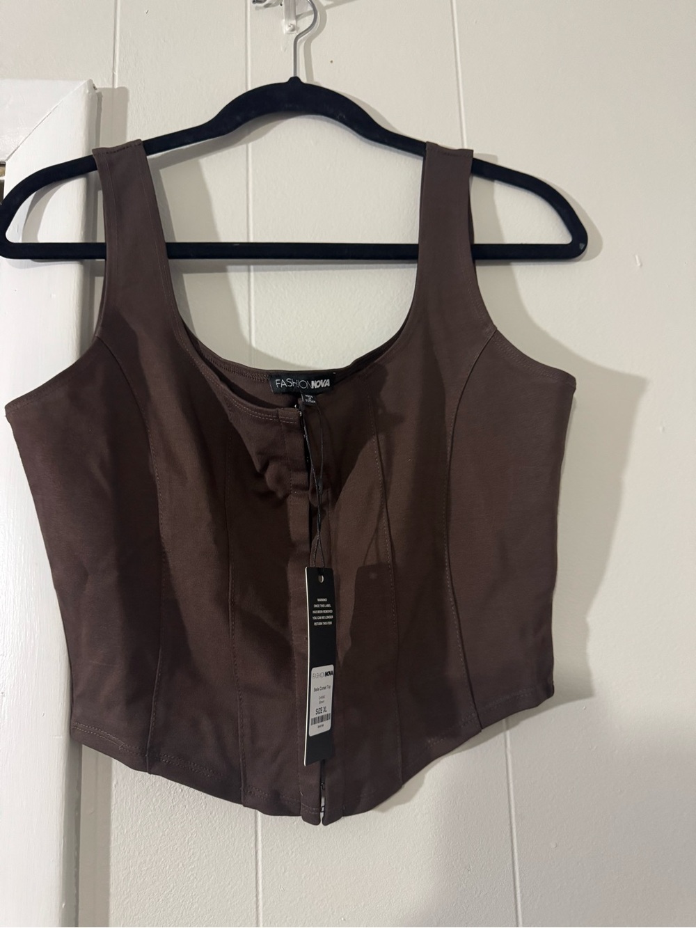 Fashion Nova Brown Front Hook Corset Top